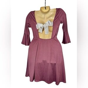 Timing Mauve Scoop-Neck Backless Fit & Flare Dress
